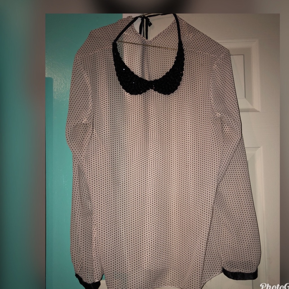 CUTE SPARKLE BIB COLLAR SHIRT FOR SALE